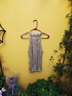 Cable & Gauge Gold Sequin Halter Tank